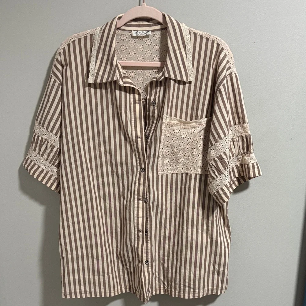 Free People Clear Skies Lounge Button Up Blouse - Picture 3 of 5